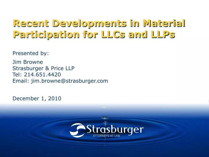 recent developments in material participation for llcs and llps