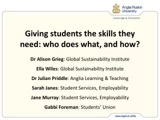 Giving students the skills they need: who does what, and how?