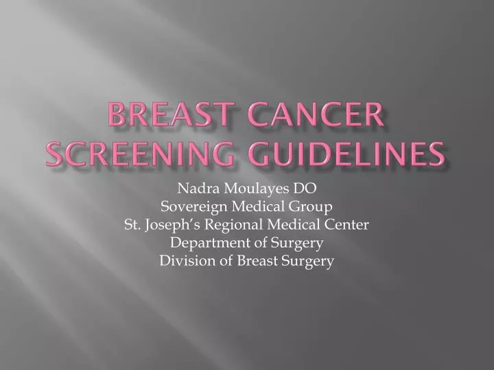 breast cancer screening guidelines