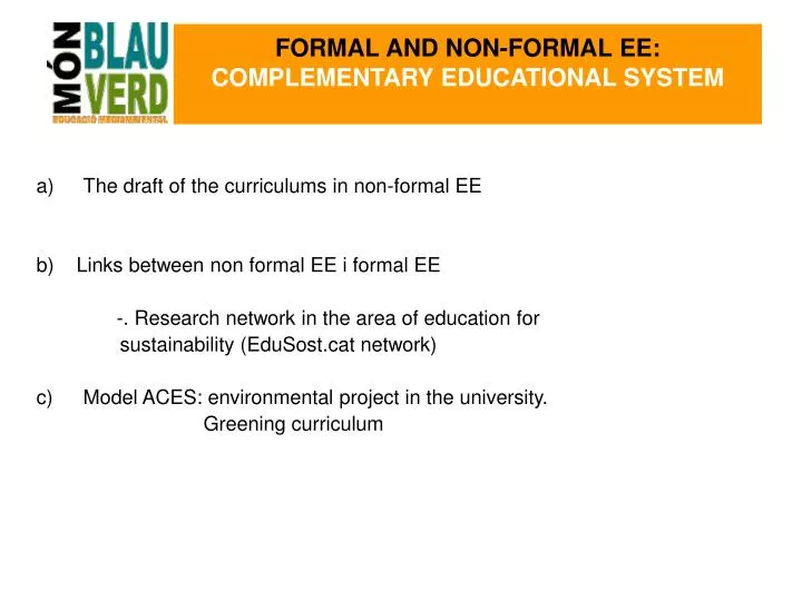 formal and non formal ee complementary educational system