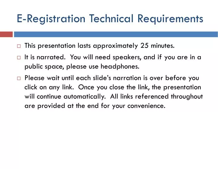 e registration technical requirements