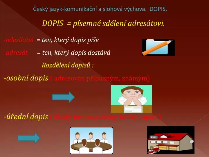 esk jazyk komunika n a slohov v chova dopis