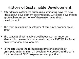 History of Sustainable Development