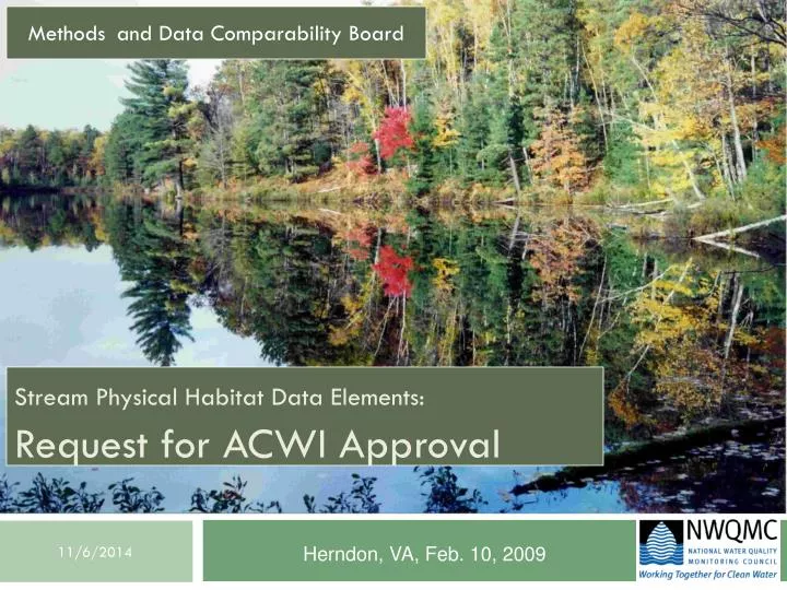 stream physical habitat data elements request for acwi approval