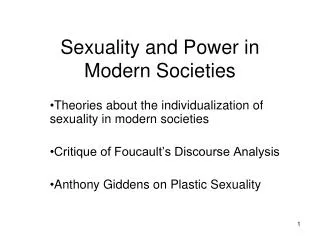 Sexuality and Power in Modern Societies