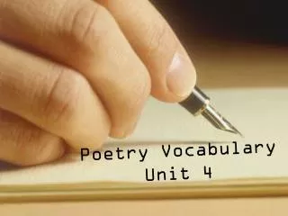 Poetry Vocabulary Unit 4
