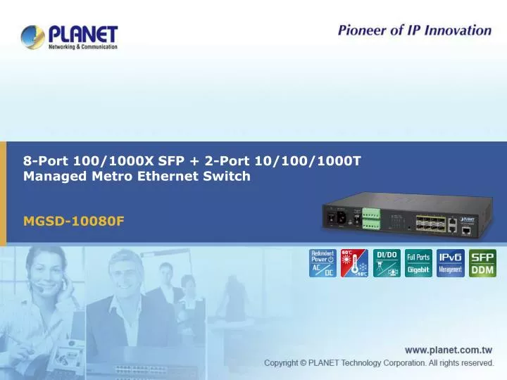 8 port 100 1000x sfp 2 port 10 100 1000t managed metro ethernet switch