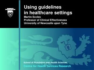 Using guidelines in healthcare settings