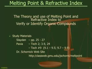 Melting Point &amp; Refractive Index