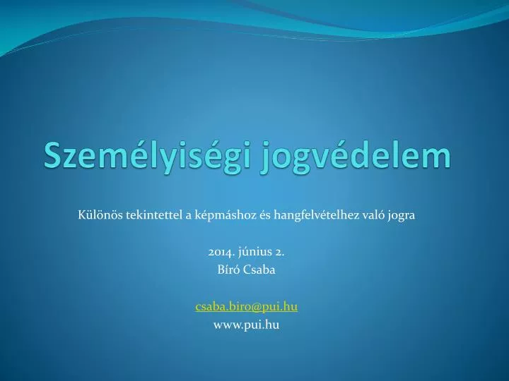 szem lyis gi jogv delem