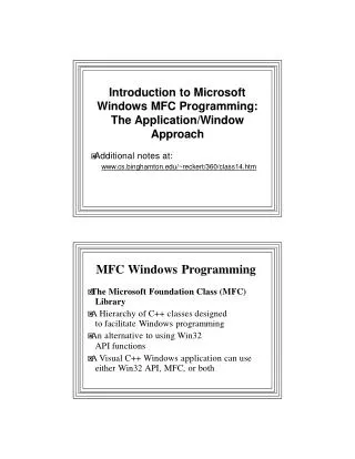 MF C Window s Programming ? Th e Microsof t Foundatio n Clas s (MFC) Library