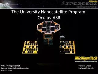 The University Nanosatellite Program: Oculus-ASR