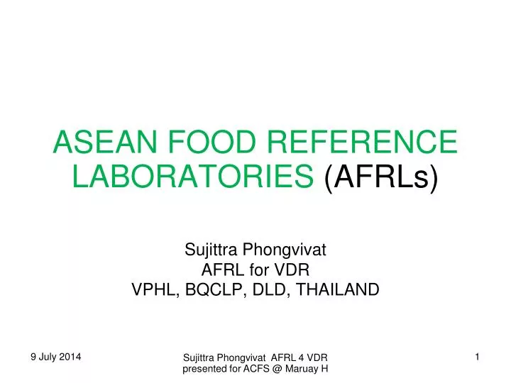 asean food reference laboratories afrls