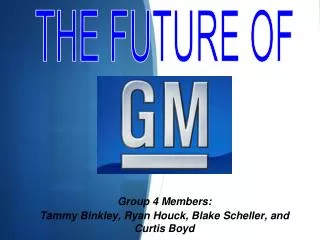 Group 4 Members: Tammy Binkley, Ryan Houck, Blake Scheller, and Curtis Boyd