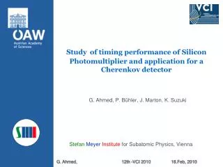 Study of timing performance of Silicon Photomultiplier and application for a Cherenkov detector