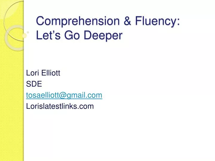 comprehension fluency let s go deeper