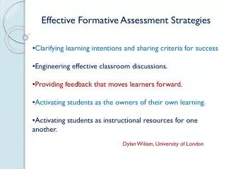Effective Formative Assessment Strategies