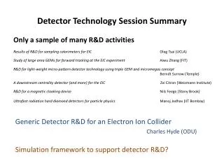Detector Technology Session Summary