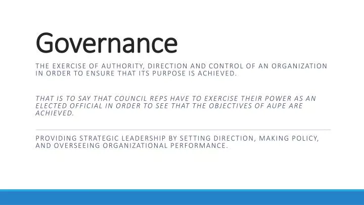 governance