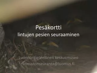 Pesäkortti lintujen pesien seuraaminen