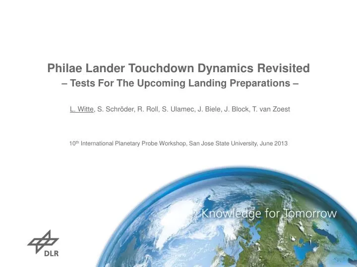 philae lander touchdown dynamics revisited tests for the upcoming landing preparations
