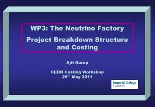 WP3: The Neutrino Factory Project Breakdown Structure and Costing