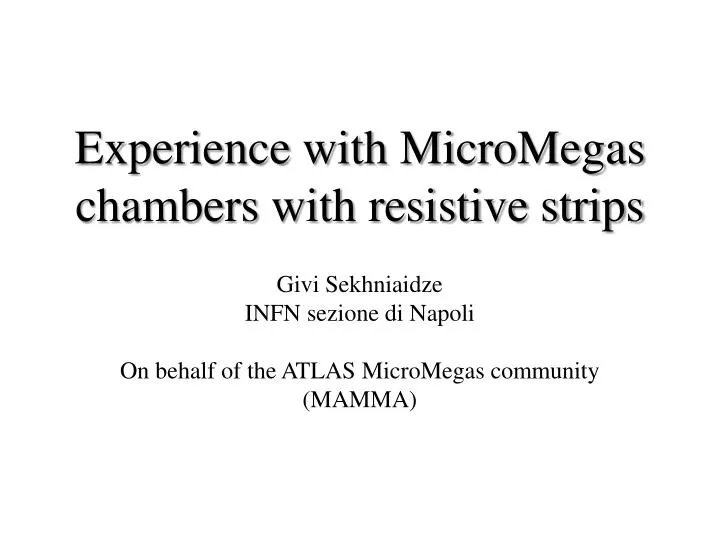experience with micromegas chambers with resistive strips
