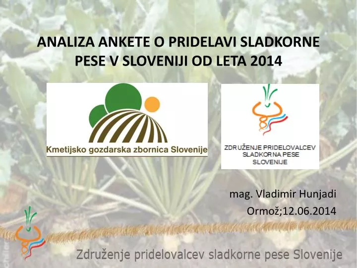 analiza ankete o pridelavi sladkorne pese v sloveniji od leta 2014