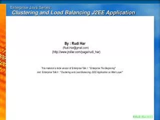 Enterprise Java Series: Clustering and Load Balancing J2EE Application