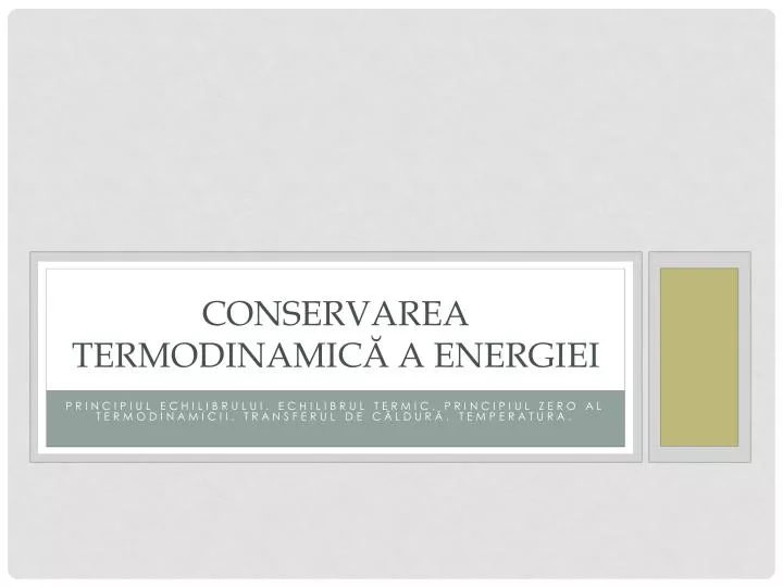 conservarea termodinamic a energiei