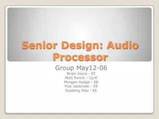 Senior Design: Audio Processor