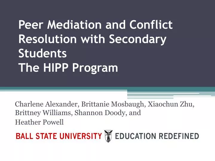 peer mediation and conflict resolution with secondary students the hipp program