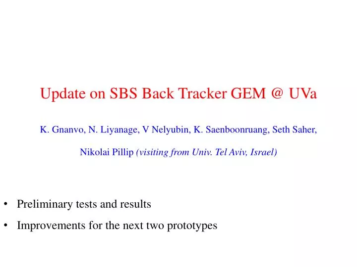 update on sbs back tracker gem @ uva