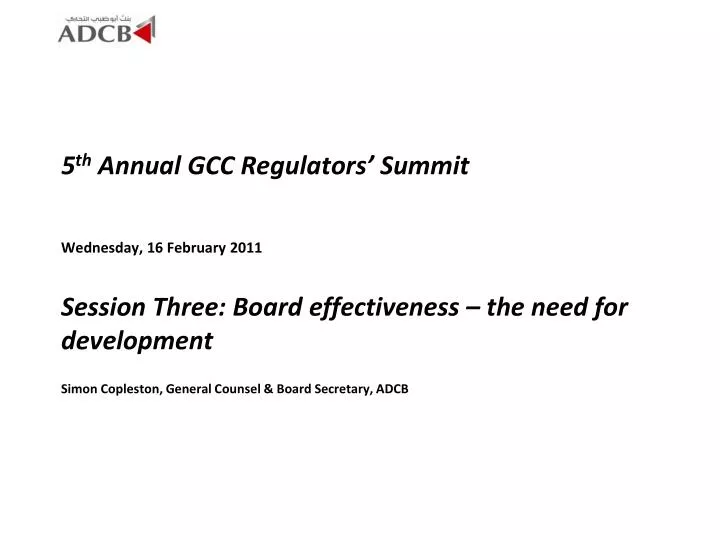 5 th annual gcc regulators summit