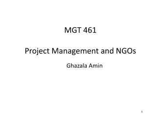 MGT 461 Project Management and NGOs