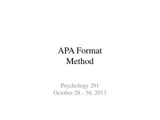 APA Format Method