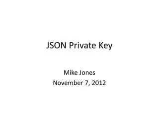 JSON Private Key