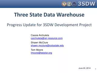 Three State Data Warehouse