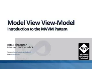 Model View View-Model Introduction to the MVVM Pattern