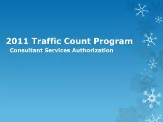 2011 Traffic Count Program