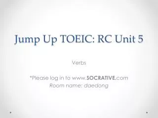 Jump Up TOEIC: RC Unit 5