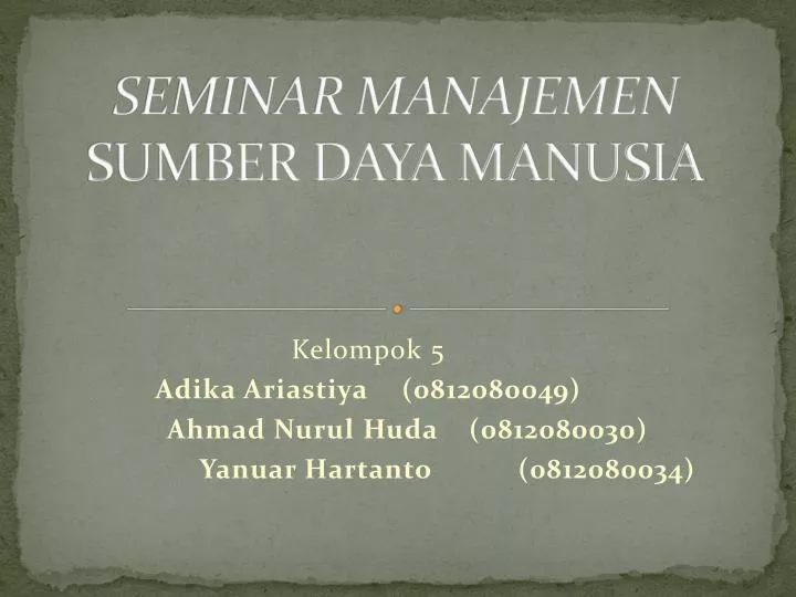 seminar manajemen sumber daya manusia
