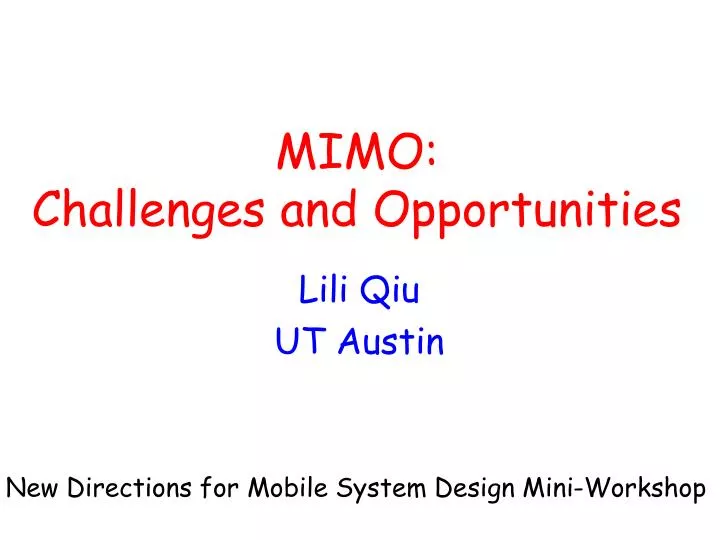 mimo challenges and opportunities
