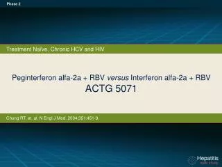 Peginterferon alfa-2a + RBV versus Interferon alfa - 2a + RBV ACTG 5071