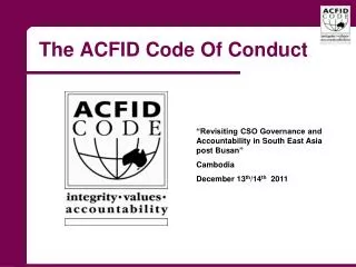 The ACFID Code Of Conduct