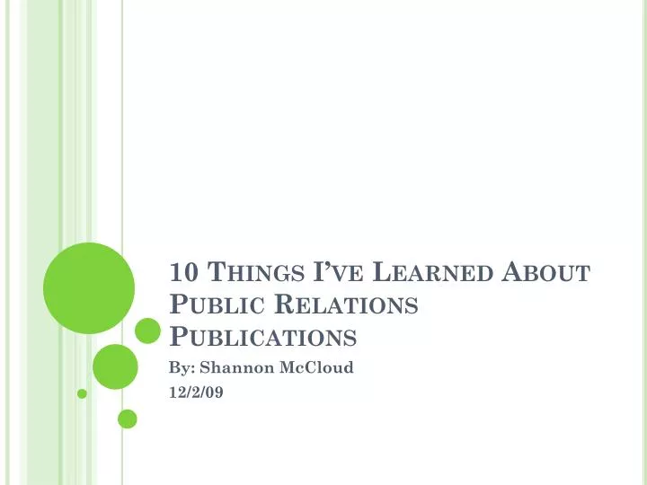 10 things i ve learned about public relations publications