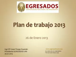 p lan de trabajo 2013