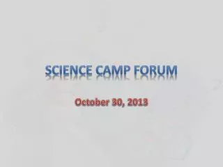 Science Camp Forum
