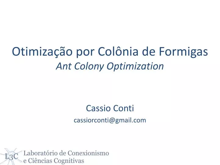 otimiza o por col nia de formigas ant colony optimization