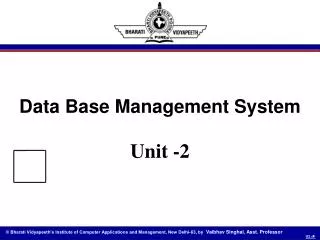 Data Base Management System Unit -2